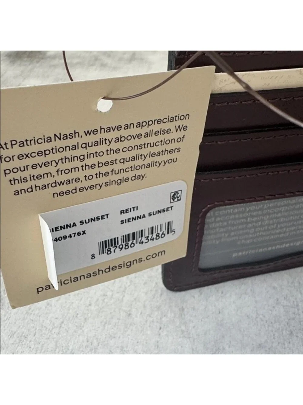 PATRICIA NASH Reiti Bi-Fold Leather RFID Wallet Floral Sienna Sunset Red Brown C